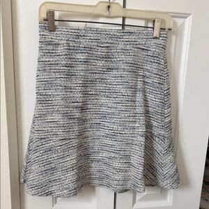 LOFT Textured Blue and White A-Line Skirt
